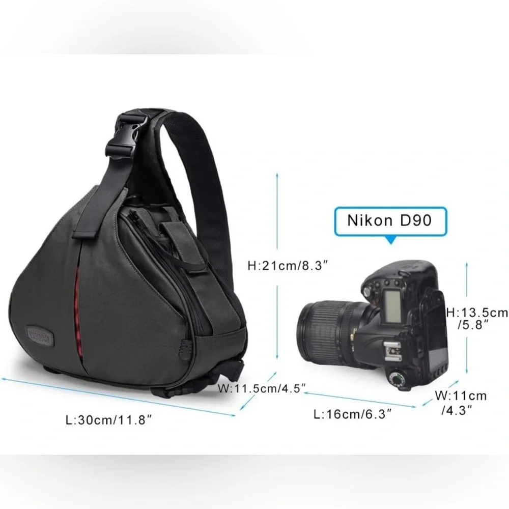 CADeN Water Repellent Shoulder Camera Bag Black Crossbody Tripod Holder - NWOT